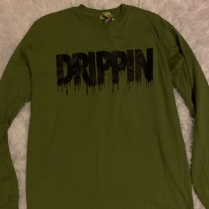 Olive Green “Drippin” Long-sleeve (NWT)